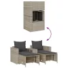  5 részes polyrattan kerti kanapé garnitúra párnákkal stackable