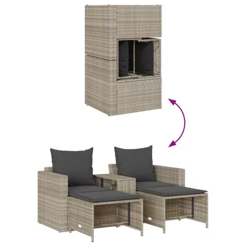  5 részes polyrattan kerti kanapé garnitúra párnákkal stackable