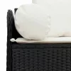  fekete 3 személyes polyrattan kerti kanapé párnákkal