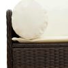  3 személyes barna polyrattan kerti kanapé párnával