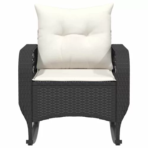  fekete polyrattan kerti hintaszék párnákkal