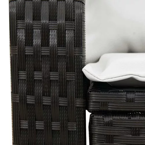  fekete polyrattan kerti hintaszék párnákkal