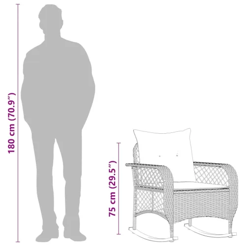  szürke polyrattan kerti hintaszék párnával