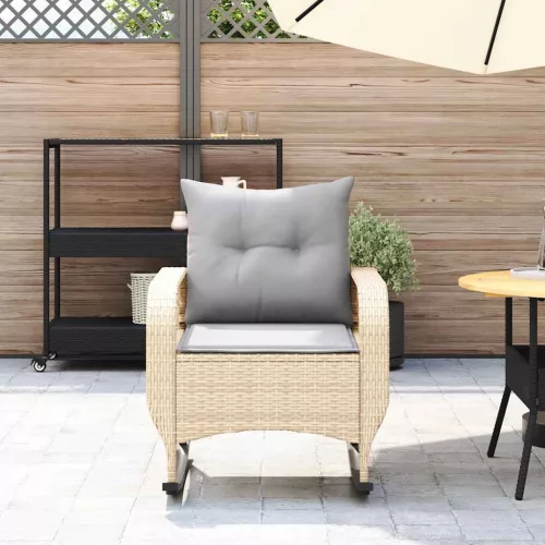  bézs polyrattan kerti hintaszék párnákkal