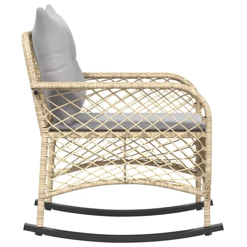  bézs polyrattan kerti hintaszék párnákkal
