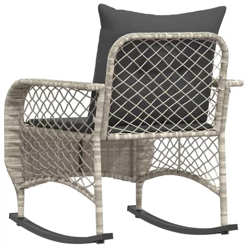  szürke polyrattan kerti hintaszék párnákkal