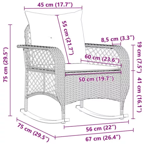  szürke polyrattan kerti hintaszék párnákkal