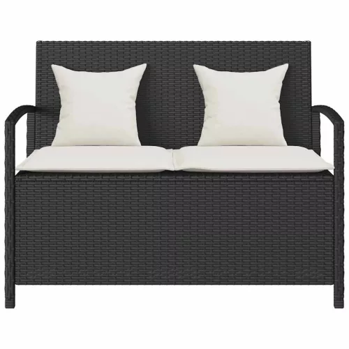  fekete polyrattan kerti tároló pad párnával