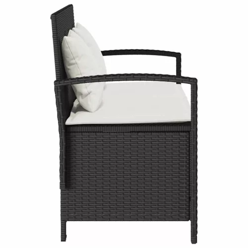  fekete polyrattan kerti tároló pad párnával