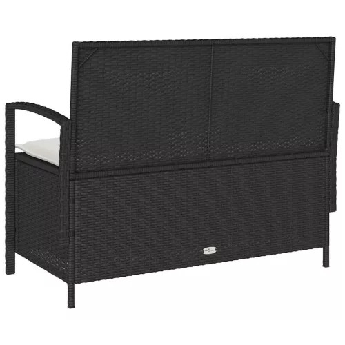  fekete polyrattan kerti tároló pad párnával