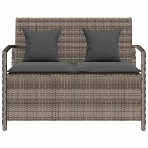  szürke polyrattan kerti tárolópad párnával