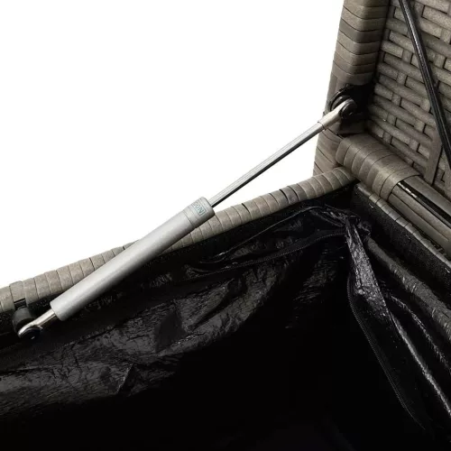  szürke polyrattan kerti tárolópad párnával