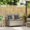  világosszürke polyrattan kerti tárolópad párnával