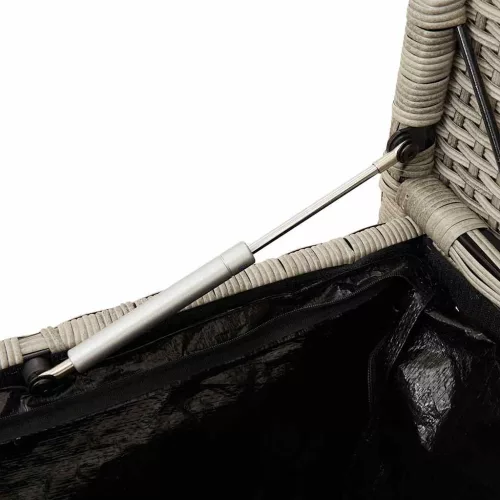  világosszürke polyrattan kerti tárolópad párnával