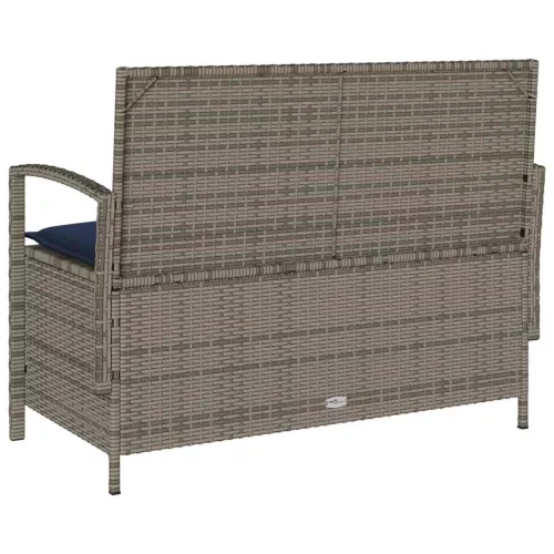  szürke polyrattan kerti tárolópad párnával