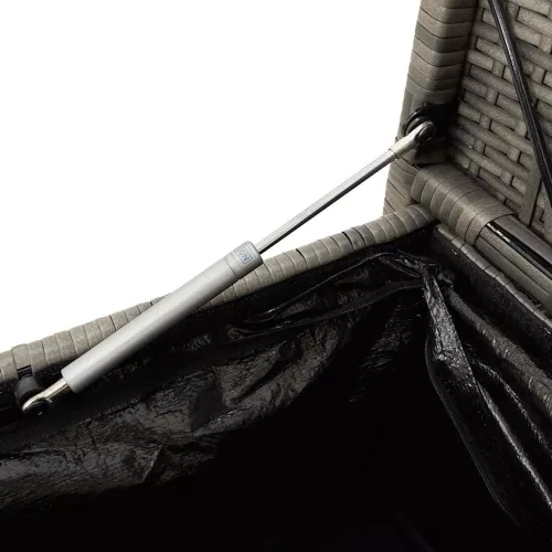  szürke polyrattan kerti tárolópad párnával