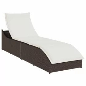    összecsukható napozóágy párnával és tárolóval barna polyrattan