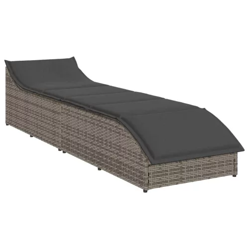  összecsukható napozóágy párnával és tárolóval szürke polyrattan