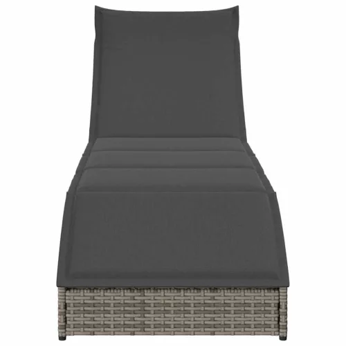  összecsukható napozóágy párnával és tárolóval szürke polyrattan