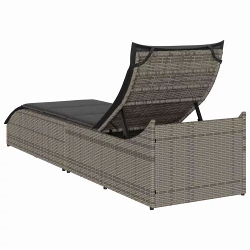  összecsukható napozóágy párnával és tárolóval szürke polyrattan