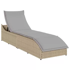    összecsukható napozóágy párnával és tárolóval bézs polyrattan