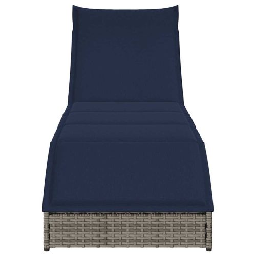  összecsukható napozóágy párnával és tárolóval szürke polyrattan