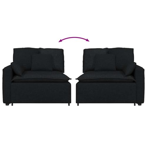  fekete moduláris kanapé karfás végmodul párnákkal 100 cm