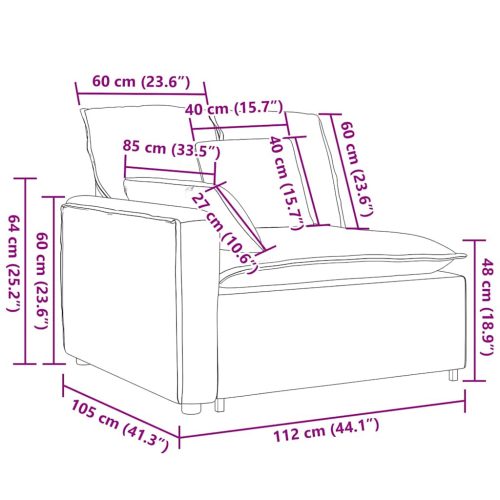  fekete moduláris kanapé karfás végmodul párnákkal 100 cm