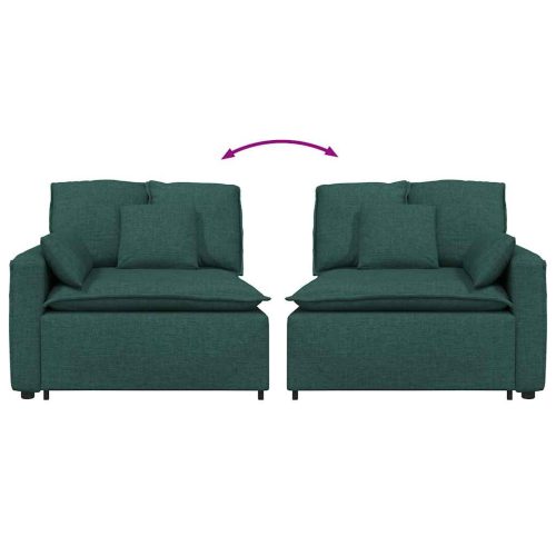  sötétzöld moduláris kanapé karfás végmodul párnákkal 100 cm