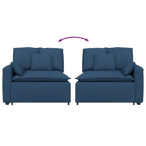  kék moduláris kanapé karfás végmodul párnákkal 100 cm