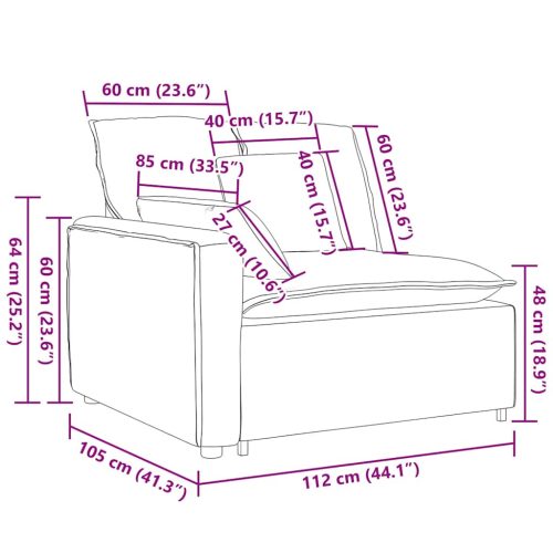  kék moduláris kanapé karfás végmodul párnákkal 100 cm