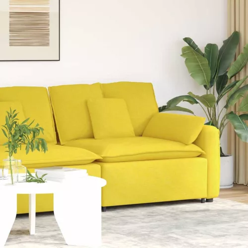  világossárga moduláris kanapé karfás végmodul párnákkal 100 cm