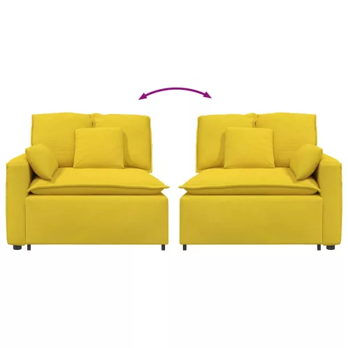  világossárga moduláris kanapé karfás végmodul párnákkal 100 cm