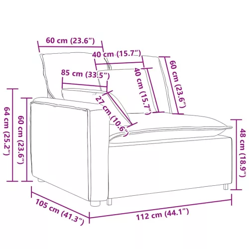  világossárga moduláris kanapé karfás végmodul párnákkal 100 cm
