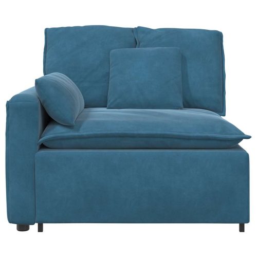  kék moduláris kanapé karfás végmodul párnákkal 100 cm