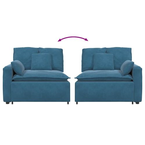  kék moduláris kanapé karfás végmodul párnákkal 100 cm