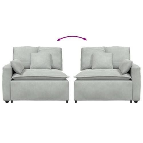  világosszürke moduláris kanapé karfás végmodul párnákkal 100 cm