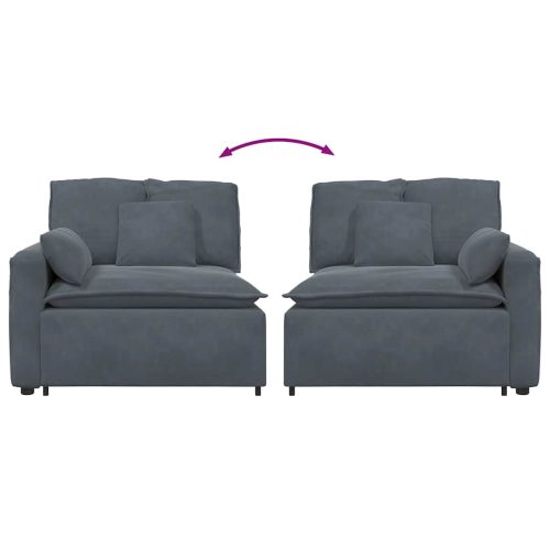  sötétszürke moduláris kanapé karfás végmodul párnákkal 100 cm