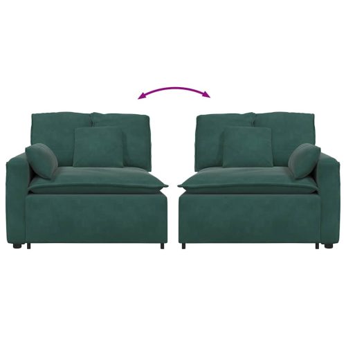  sötétzöld moduláris kanapé karfás végmodul párnákkal 100 cm