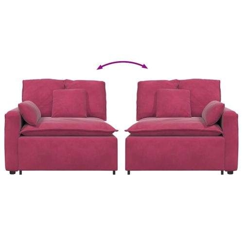  borvörös moduláris kanapé karfás végmodul párnákkal 100 cm