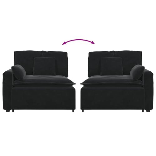  fekete moduláris kanapé karfás végmodul párnákkal 100 cm