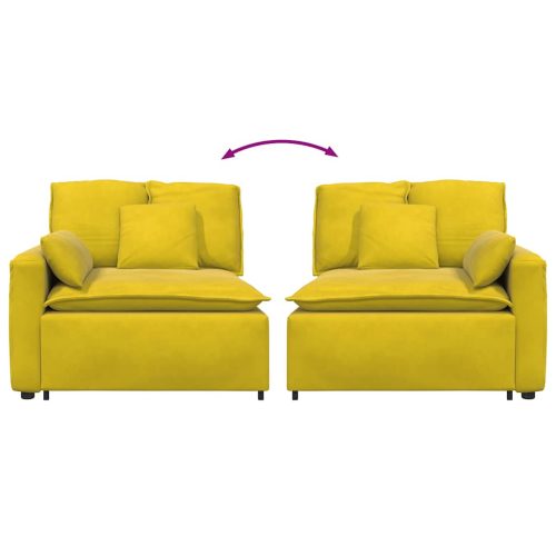  sárga moduláris kanapé karfás végmodul párnákkal 100 cm