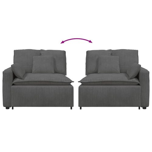  sötétszürke moduláris kanapé karfás végmodul párnákkal 100 cm