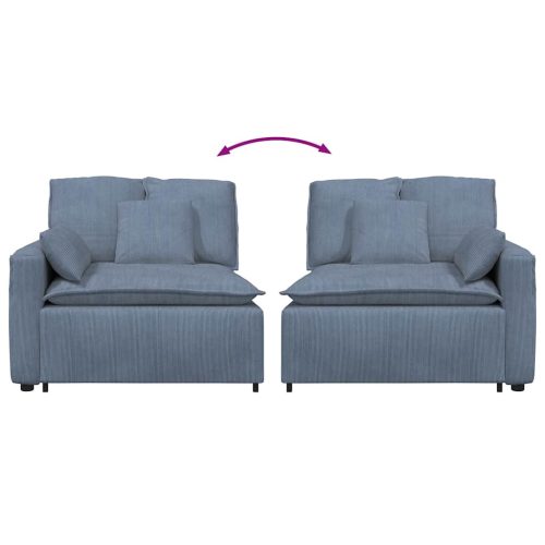  kék moduláris kanapé karfás végmodul párnákkal 100 cm