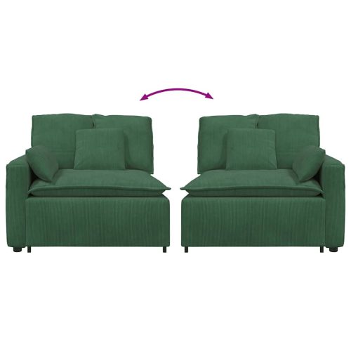  sötét zöld moduláris kanapé karfás végmodul párnákkal 100 cm