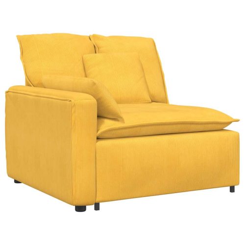  világossárga moduláris kanapé karfás végmodul párnákkal 100 cm