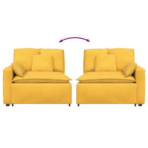  világossárga moduláris kanapé karfás végmodul párnákkal 100 cm