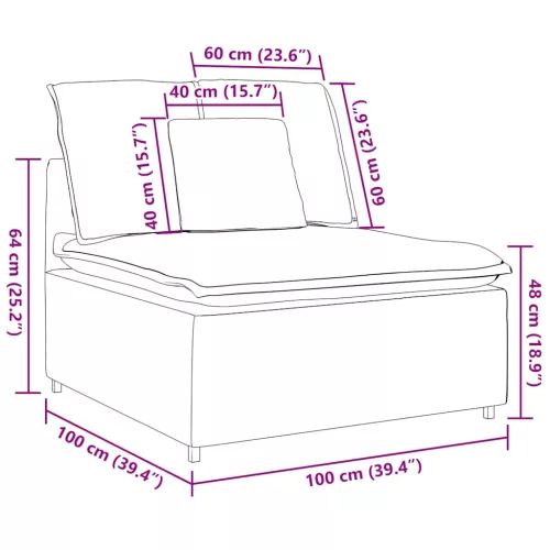  szürke-zöld moduláris kanapé középső modul párnákkal