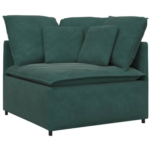  sötétzöld moduláris kanapé sarokmodul párnákkal 100 cm