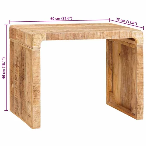  Végasztal Barna 60 x 35 x 46 cm Tömör Mangófát